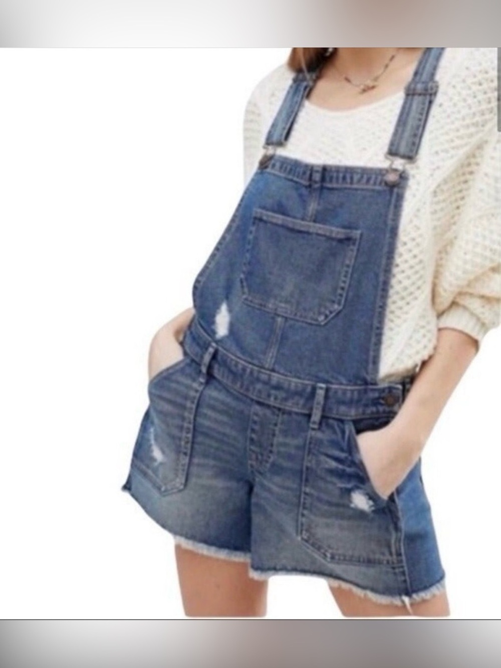 Hollister Boyfriend Short Overalls Vintage Stretch Denim Medium